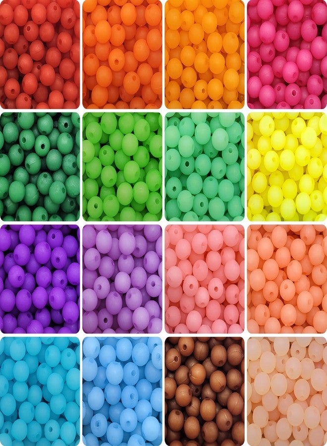 INDIKONB 400pcs 8mm Frost Pastel Multicolor Ice Matte Opaque Beads for Jewelry Making - Image 1